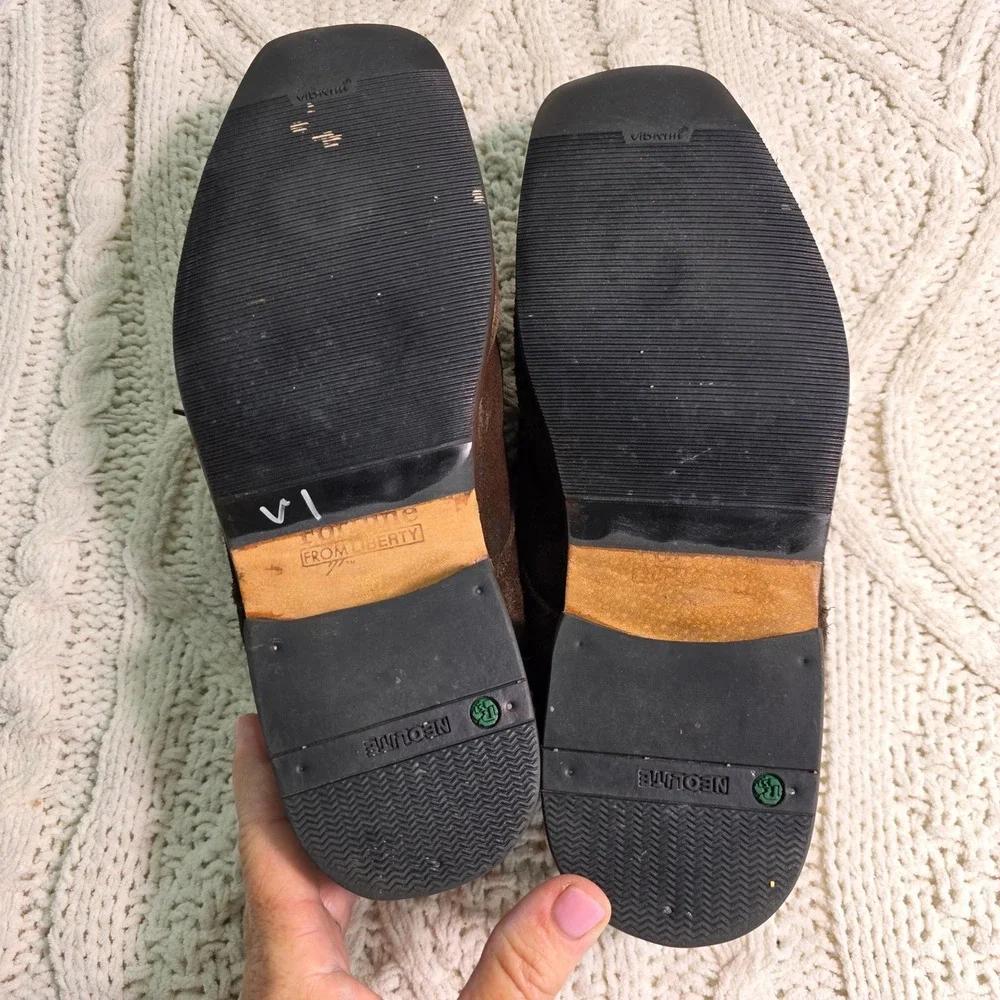 VTG Fortune‎ From Liberty Oxford Shoes Brown Suede Square Toe Vibram Mens 10.5